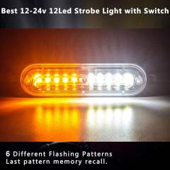 Led Strobe Lights for Trucks Vehicles Suvs, 12-24 8pcs Emergency Warning Caution Hazard Construction Ultra Slim Sync Car with Control Box Surface Mount (White Amber)