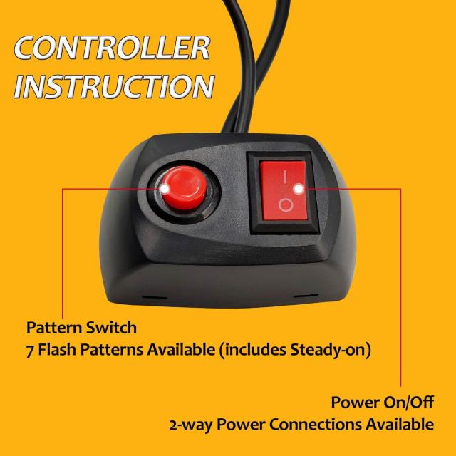 【2 Remote Switches】One for use and one for spare. For easy on/off and changing different strobe patterns."Button A" is control four lights on/off ，"Button B"is control another four lights on/off， and ,"Button C"is control all lights change flash mode,,"Bu