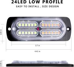 Led Warning Lights, 4pcs Emergency Warning Caution Hazard Construction Ultra Slim Sync Feature Car Truck with Main Control Box Surface Mount (Blue)