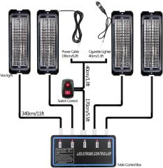 Led Strobe Lights for Trucks 12-24V 30-LED with Switch and Remote Control - 4PCS (White Amber, Switch and Remote Control)