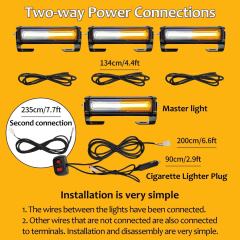 【2 Remote Switches】One for use and one for spare. For easy on/off and changing different strobe patterns."Button A" is control four lights on/off ,"Button B"is control another four lights on/off, and ,"Button C"is control all lights change flash mode,,"Bu