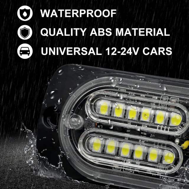Led Strobe Lights for Trucks Vehicles Suvs, 4pcs 12-24V Emergency Warning Lights Caution Hazard Construction Ultra Slim Sync Feature with Control Box Surface Mount (White Amber)