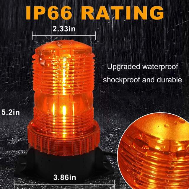 LED Strobe Light, 12V-24V Warning Emergency Safety Flashing Beacon Lights with Magnetic and 16.4 ft Straight Cord Vehicle Forklift Truck Tractor Golf Carts UTV Car Bus (2 PCS, Amber)