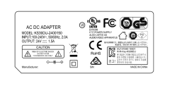 KS39DU-2400150 24V 1.5A 36W AC DC adapter UL/cUL FCC PSE CB C-Tick RoHs CE GS RCM safety approved