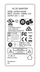 KS100DU-2400350 24V 3.5A 84W Desktop AC/DC Adapter power supply with UL/cUL FCC PSE CE GS RCM safety approved