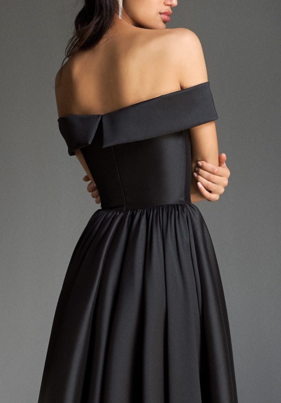 Off-Shoulder Black Mikado Ball Gown