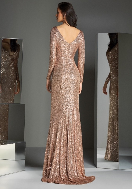 Sequined Long Sleeves Evening Dress