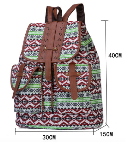 Australia's most popular new ethnic style retro pattern canvas fashion personality travel drawstring small backpack women's bag