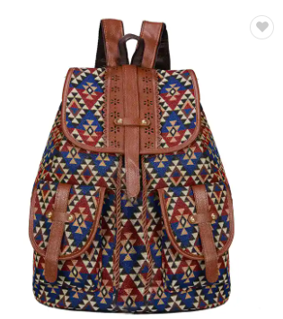 Australia's most popular new ethnic style retro pattern canvas fashion personality travel drawstring small backpack women's bag