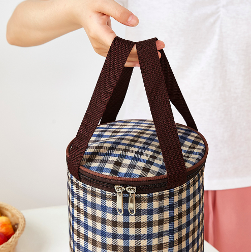 Lunch bag,  insulated bucket bag, student round lunch box bag, lunch box, lunch bucket, insulated bag with rice tote bag