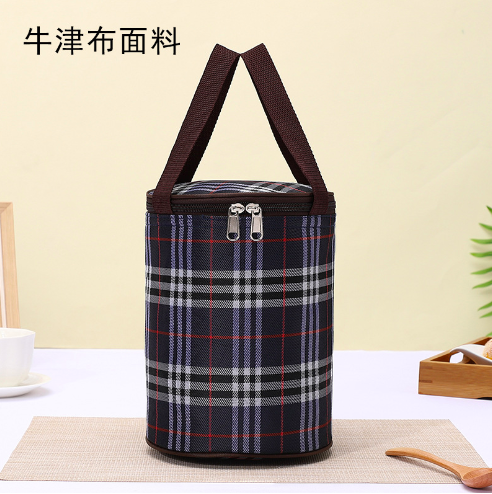 Lunch bag,  insulated bucket bag, student round lunch box bag, lunch box, lunch bucket, insulated bag with rice tote bag