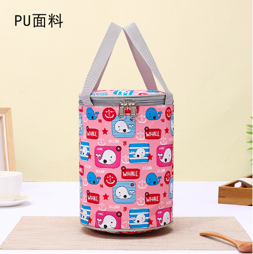 Lunch bag,  insulated bucket bag, student round lunch box bag, lunch box, lunch bucket, insulated bag with rice tote bag