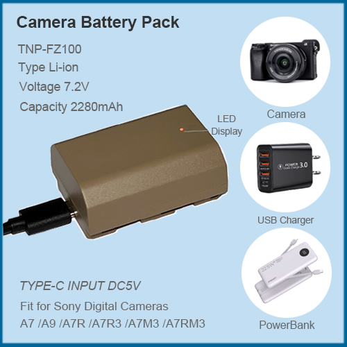 Jinnet Type-C Digital Camera Battery TNP-FZ100 For SONY Camera A7R A9 A7