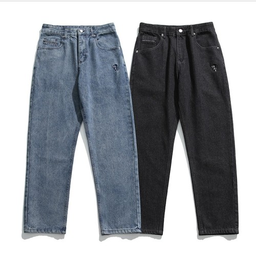 Monogram print simple casual jeans