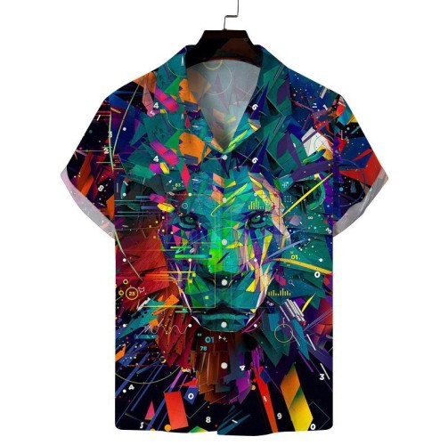 Printed casual short-sleeved trend shirt