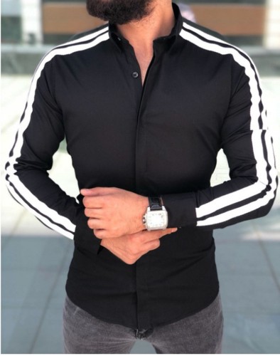 Casual long-sleeved pull-up trend shirt