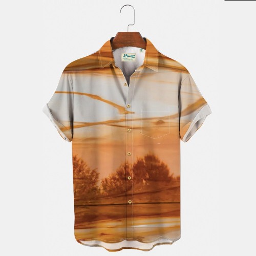 Landscape print casual fashion trend shirt