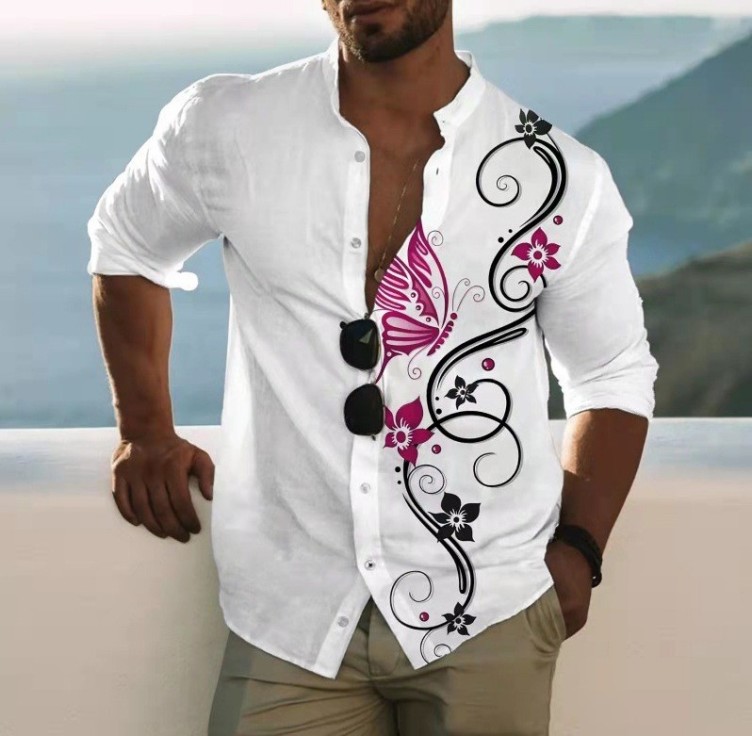 Digital printed long sleeve fashion trend shirt