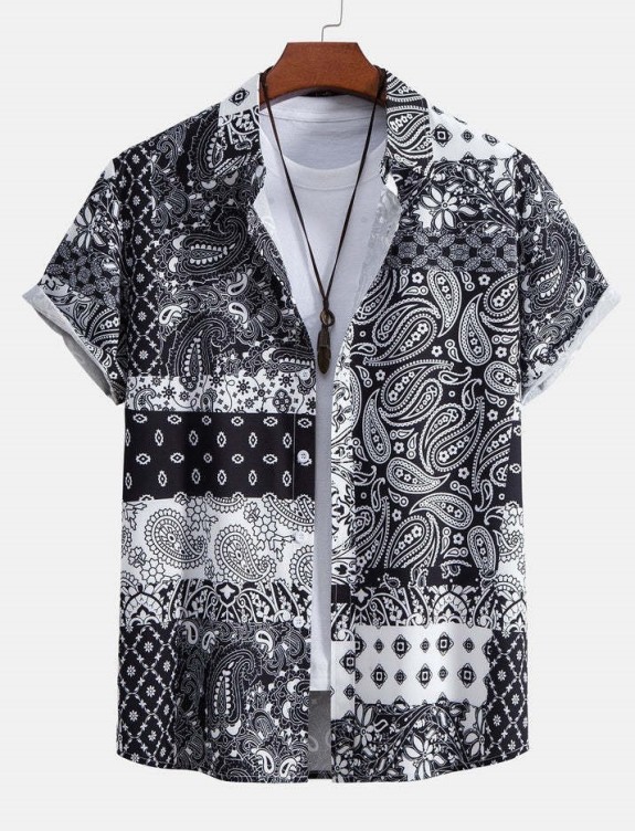 Digital printed lapels fashion trend shirt