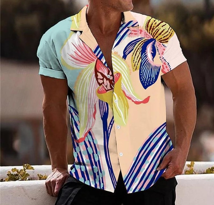 Digital print loose fashion trend shirt
