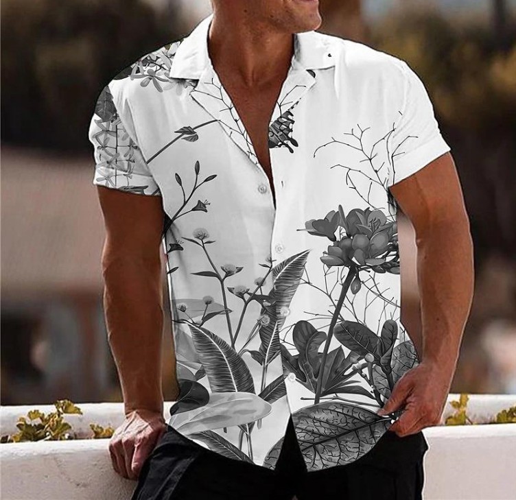 Digital print loose fashion trend shirt