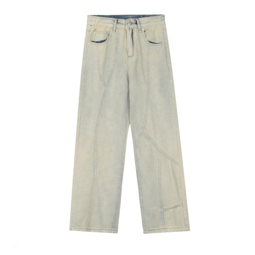 Loose-fitting straight-leg fashion jeans