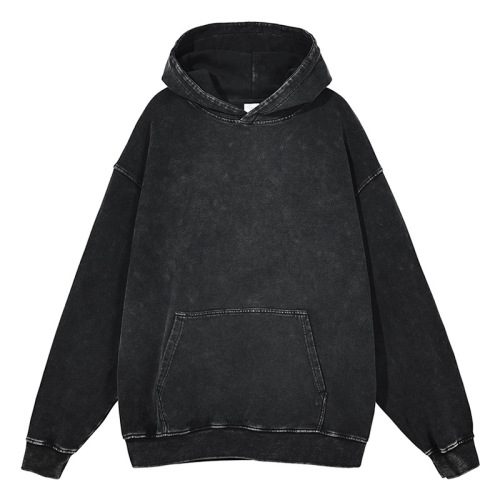 Terry 420g hooded sweatshirt clean washed distressed pullover hoodie