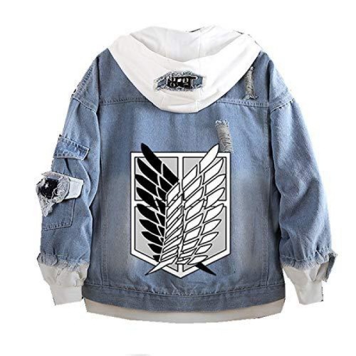 Attack on Titan Jacket BF Wind Hooded Wings of Liberty Denim Jacket