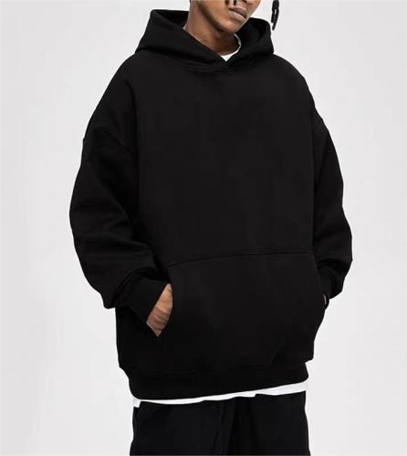 520g heavyweight pure cotton drop shoulder mid-length style hoodies