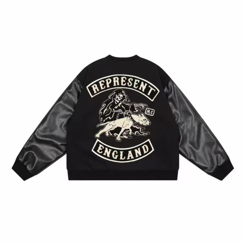 American high street bulldog embroidered leather sleeves loose motorcycle jacket