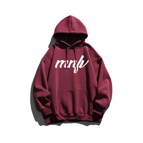 High Street Letter Print Burgundy Versatile Loose and Casual hoodies