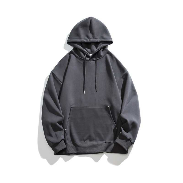 Basic solid color retro street style loose hoodies