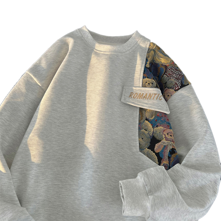 Embroidered round neck plus size plus velvet sweatshirts