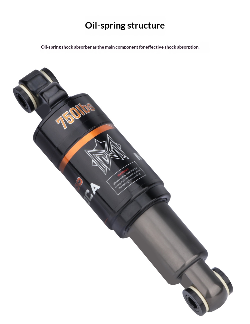 MEROCA MT-100 Rear Shock Absorber – Oil Coil Spring Damper for MTB & Scooter (125/150/165/190mm, 750/850/1000LBS) rear