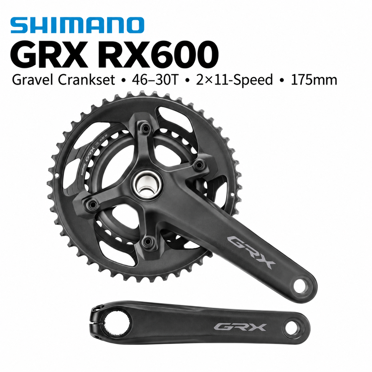 SHIMANO GRX RX600 2x11-Speed Gravel Crankset, 46-30T, 175mm - detail 1