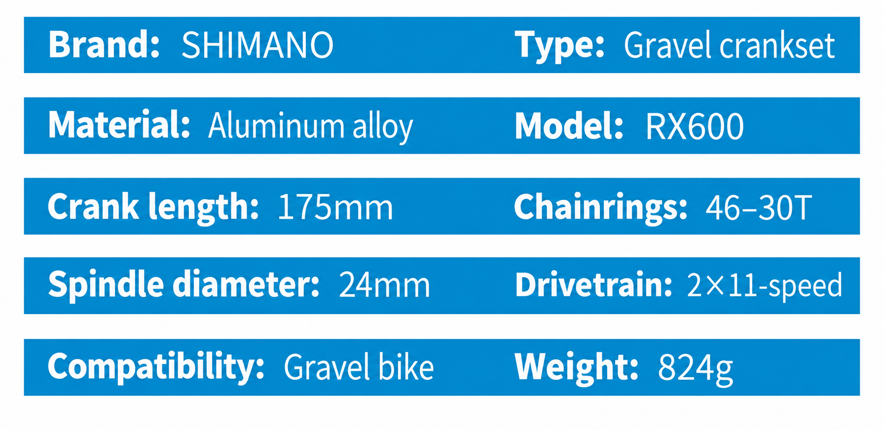 SHIMANO GRX RX600 2x11-Speed Gravel Crankset, 46-30T, 175mm - detail 6