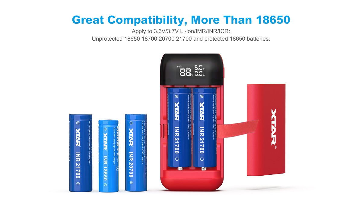 You can use 18650 unprotected, button top and protected batteries and 21700 unprotected batteries