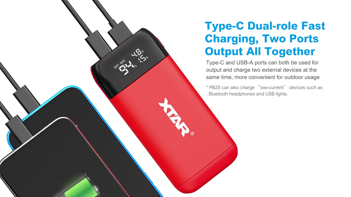XTAR PB2S has USB-C and USB-A two output ports.