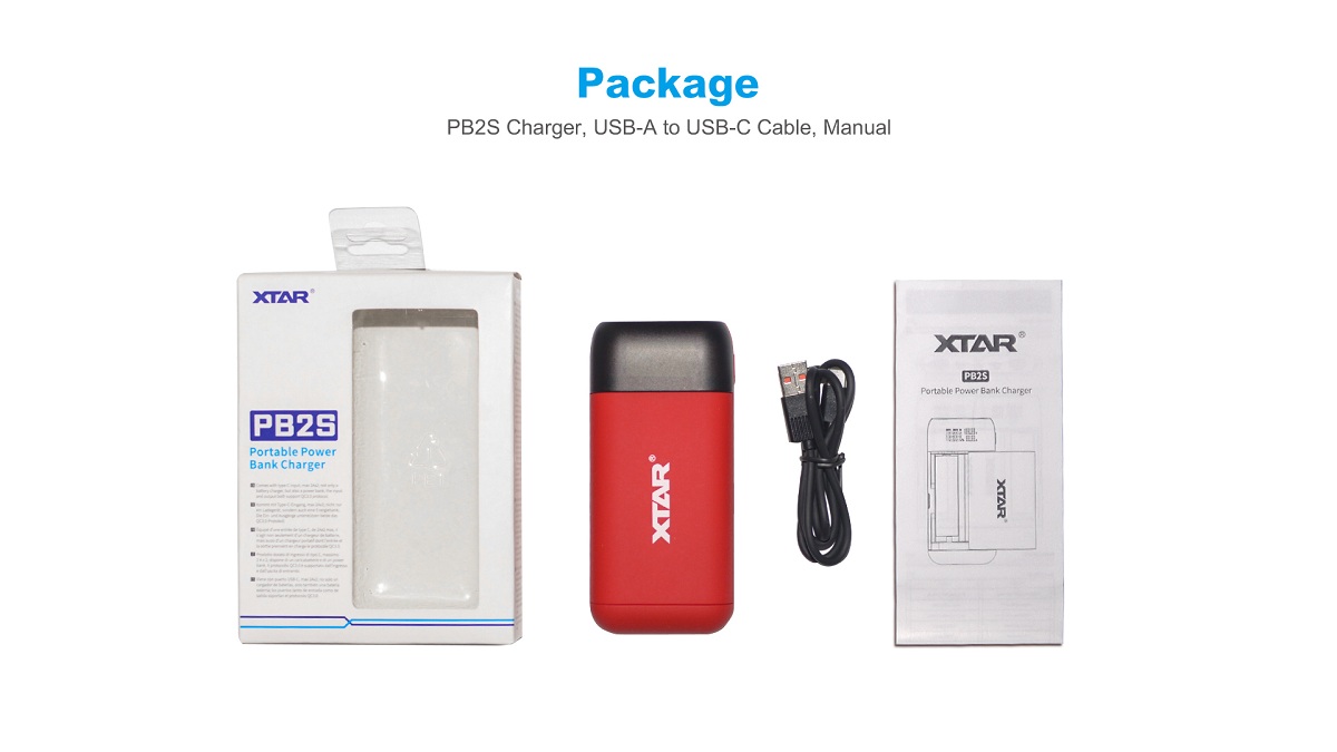 What's in the box of XTAR PB2S charger