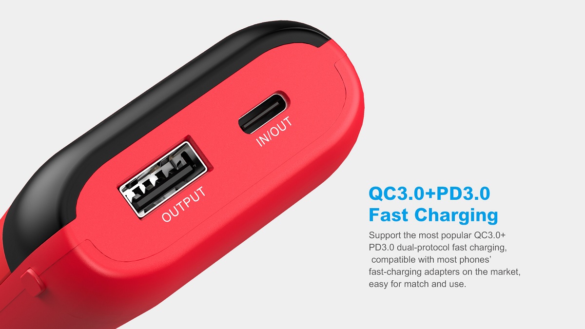 XTAR PB2S supports QC3.0 & PD3.0 fast charging