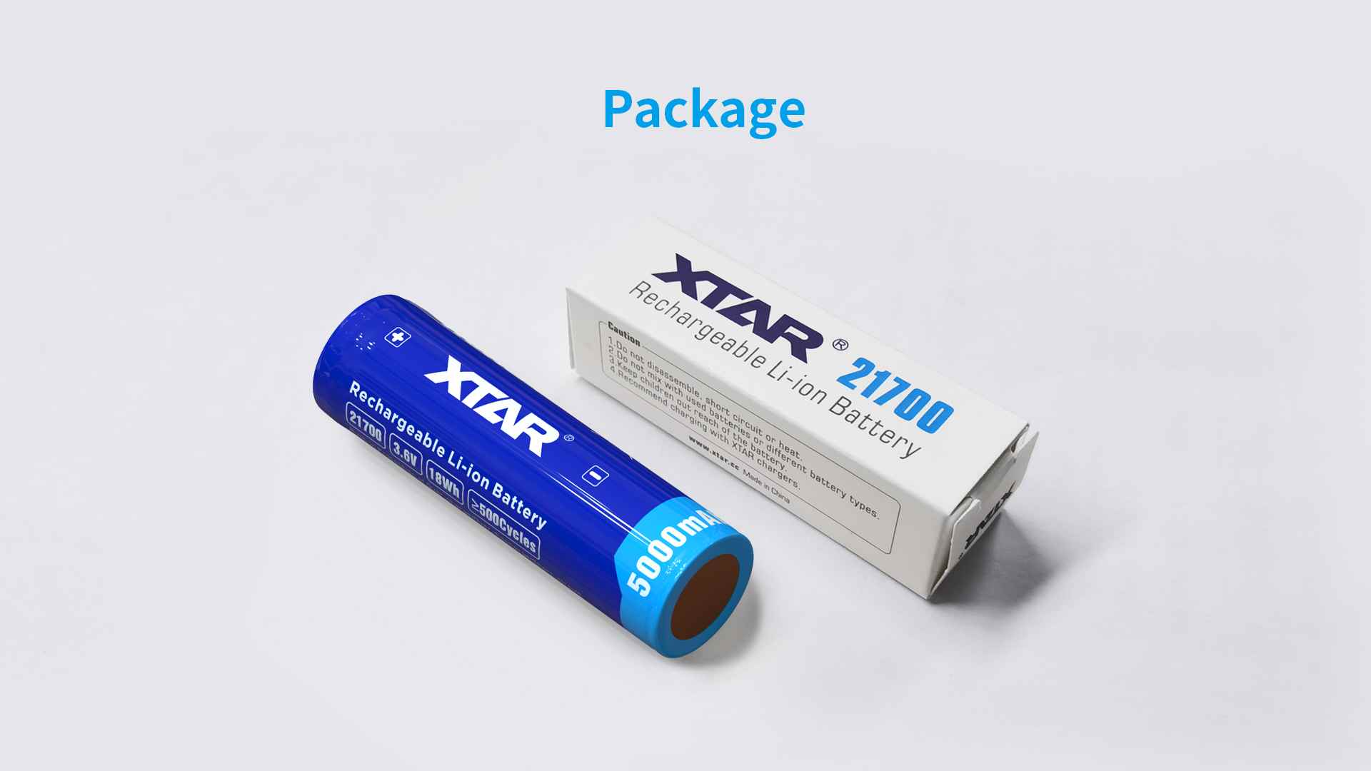 package of xtar protected 21700 batteries