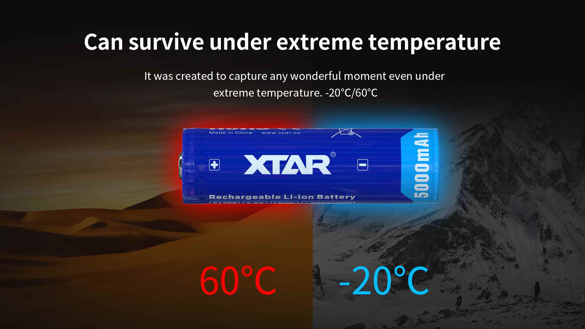 The xtar batteries can be used within the temperature between -20℃ and 60℃