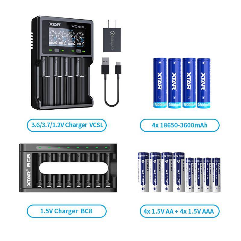 VC4SL & BC8 Charger and Batteries Bundle