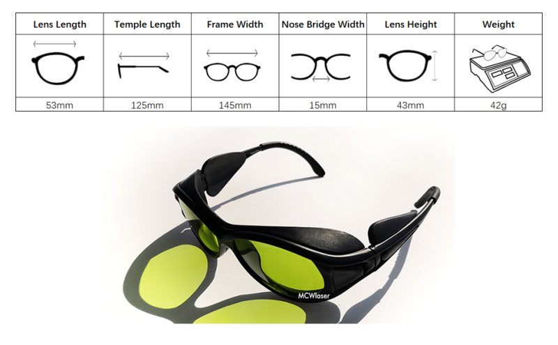 MCWlaser Laser Goggle 190-440&780-900nm,900-1100nm,10600nm Saftey Protective Glasses EP-17A