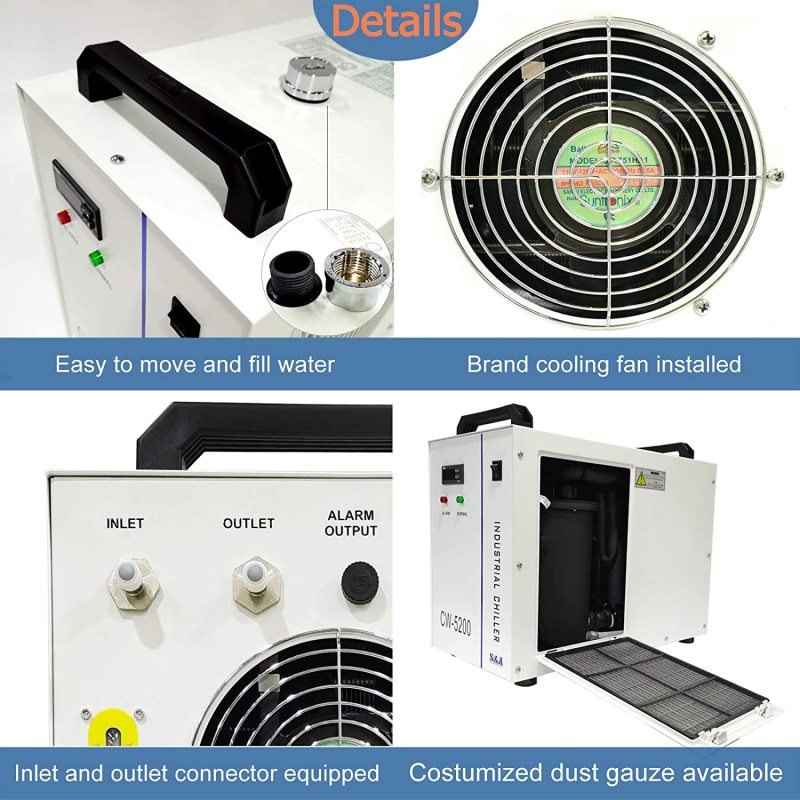 S&A Genuine CW-5000 Series (CW-5000DG/TG) Industrial Water Chiller Cooling Water