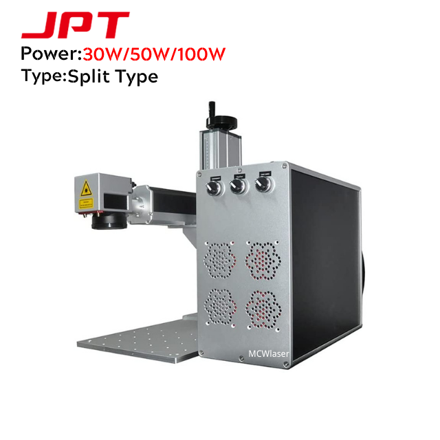 Split Type MCWlaser 30W/50W/100W JPT Fiber Laser Engraver Marking Machine (optional with Rotary Axis 80mm) for Metal Steel Engraving