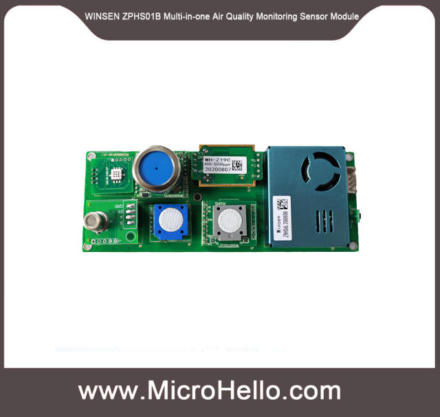 WINSEN ZPHS01B Multi-in-one Air Quality Monitoring Sensor Module CO2. PM2.5. CH2O. O3. CO. TVOC. NO2. Temperature. Humidity