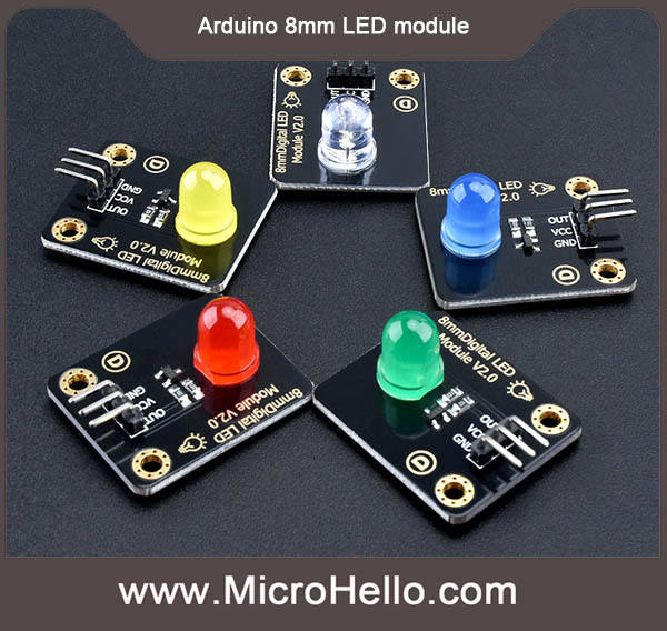 Arduino 8mm LED module red yellow blue green white optional
