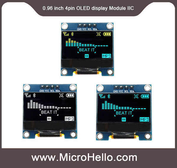 0.96 inch 4pin OLED display Module IIC yellow white blue yellow/blue optional