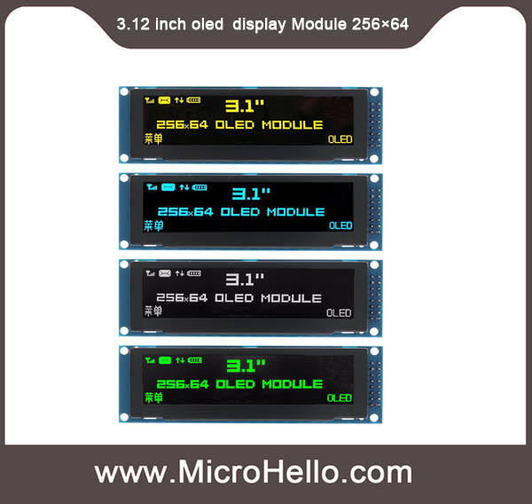 3.12&quot; oled display Module 256×64 6800/8080 parallel interface SPI yellow white blue GREEN optional